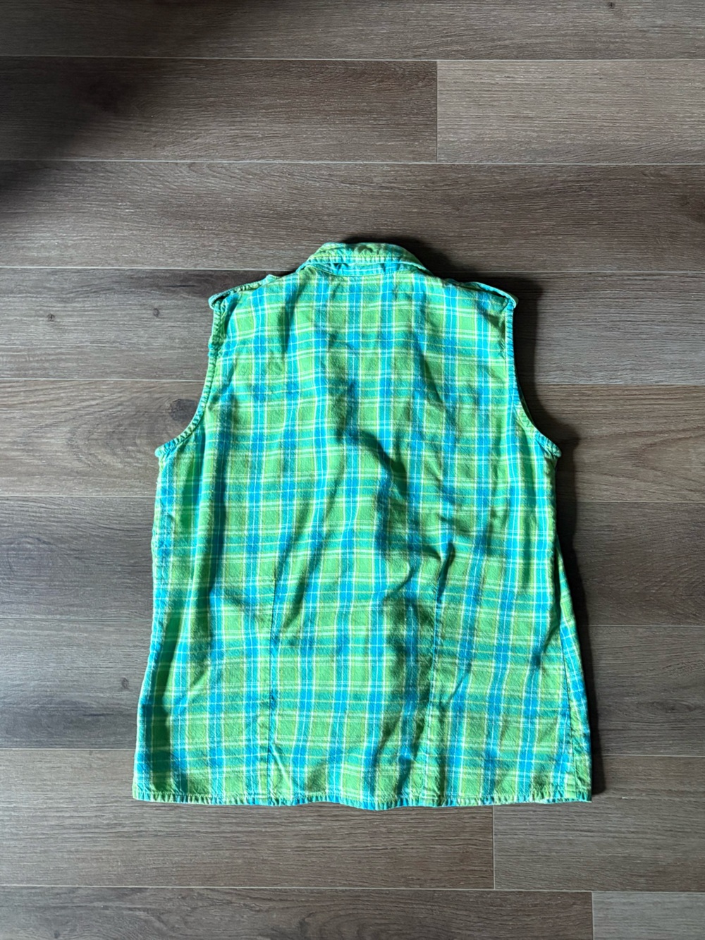 Green and Blue Plaid Button-Up Top - Picture 3 of 3